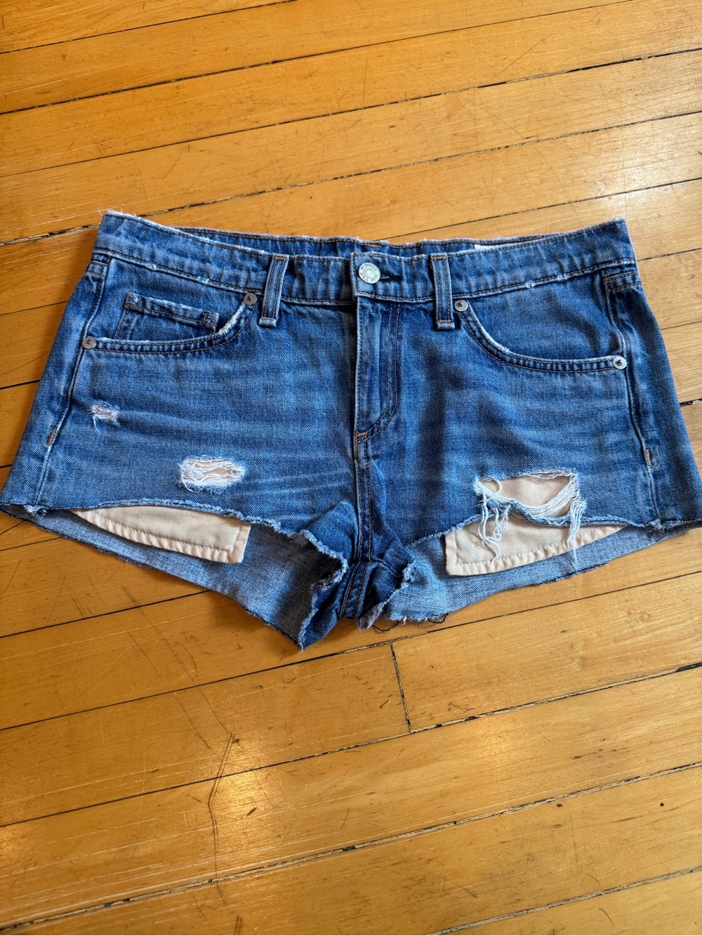 rag & bone mini Distressed Dark Blue Denim Cutoff Shorts